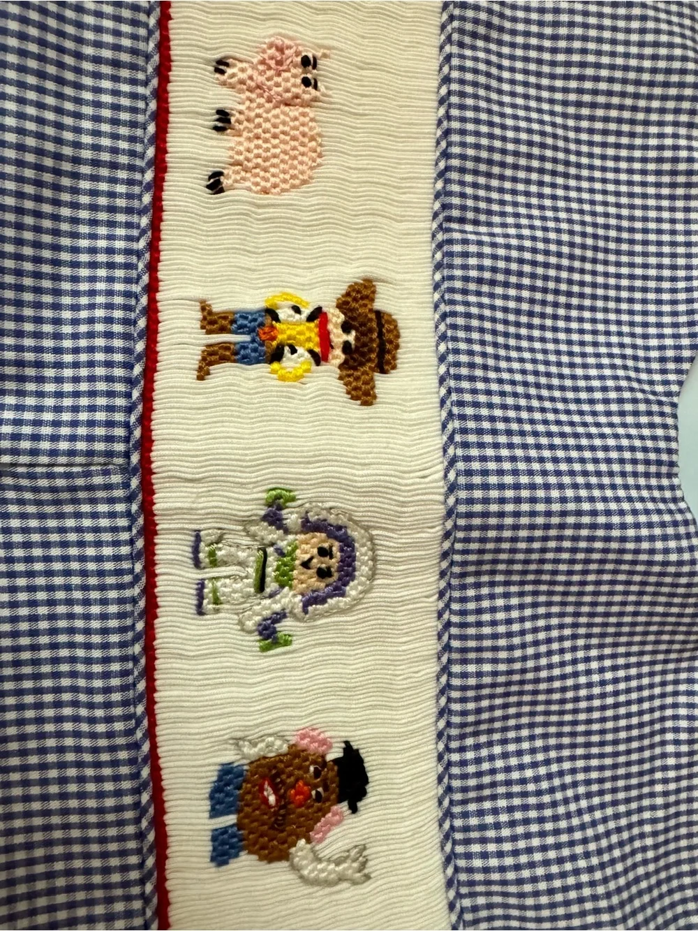 Classic Whimsy Blue Gingham Smocked Baby Toy Story Romper- NWT 12 Months